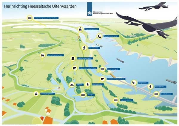 Infographic Herinrichting Heesseltsche Uiterwaarden (Restructure Heesselt Floodplains). Icons by #Dutchicon for the Dutch Government. #icondesign www.dutchicon.com