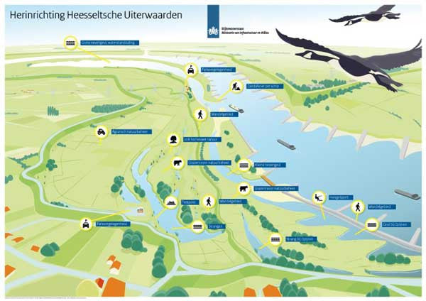 Infographic Herinrichting Heesseltsche Uiterwaarden (Restructure Heesselt Floodplains). Icons by #Dutchicon for the Dutch Government. #icondesign www.dutchicon.com