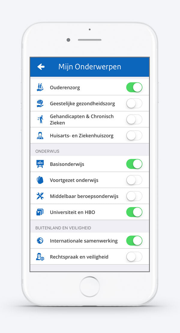 More icons in a mobile app by #Dutchicon for the Dutch Government. #icondesign www.dutchicon.com