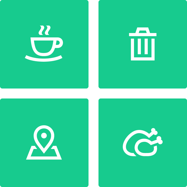 Gizmo icon set - Coffee Cup icon, Trash icon, Map Location icon and Turkey icon by #Dutchicon. #icondesign