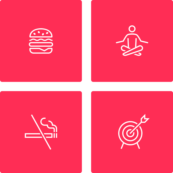 iOS Wired icon set - Hamburger icon, Yoga icon, No-Smoking icon and Target icon by #dutchicon. #icondesign