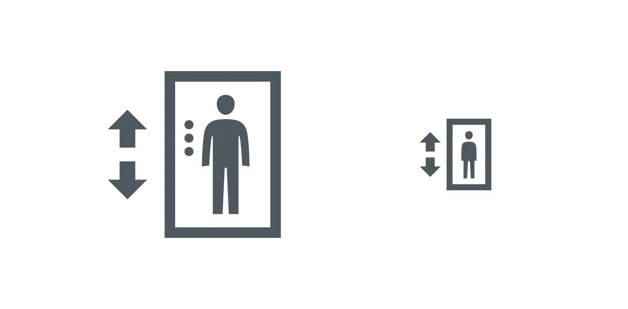 Elevator icon simplified for system use by removing unnecessary visual detail